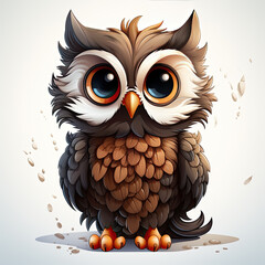 Fototapeta premium Watercolor Owl vector, clipart Illustration, Generative Ai