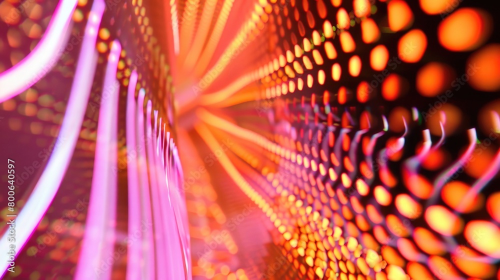 Poster a detailed view of a wall covered in bright lights. suitable for backgrounds or festive concepts