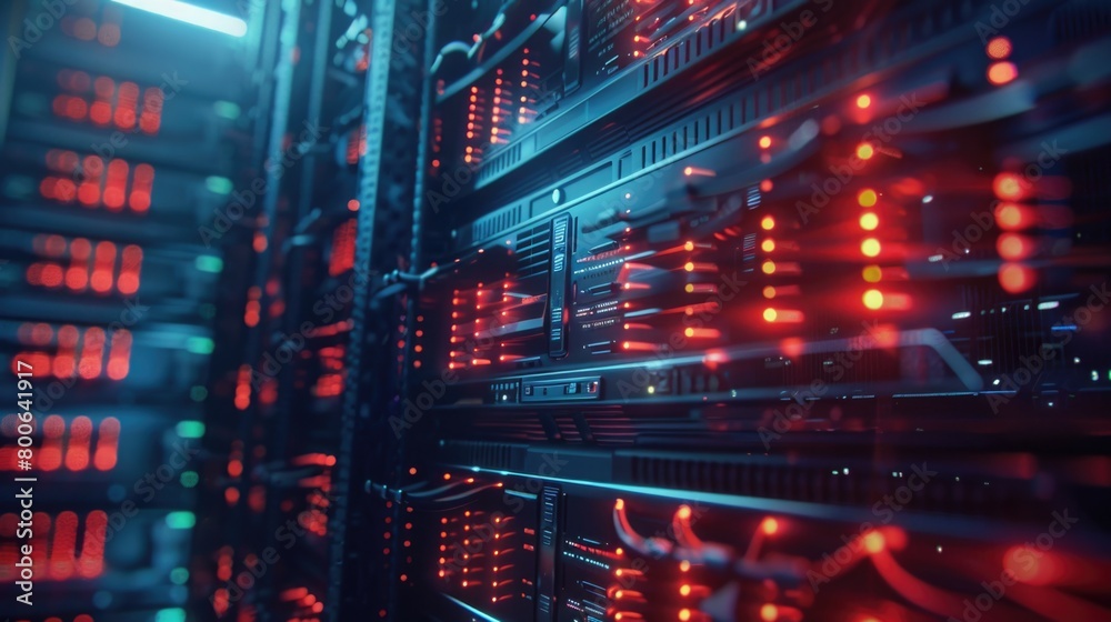 Aufkleber A group of servers in a server room. Ideal for technology and networking concepts