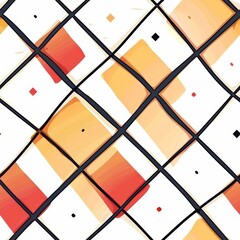 Abstract digital art displaying a network of geometric squares with shades of orange and splashes of red.