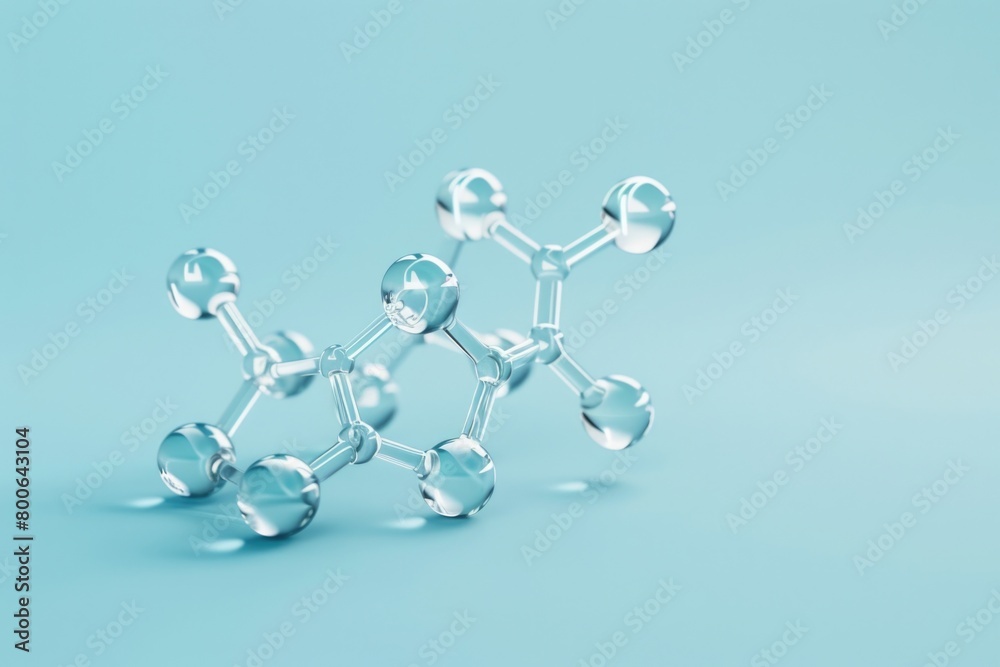 Poster Close up of a glass structure on a blue surface. Perfect for architectural or modern design concepts