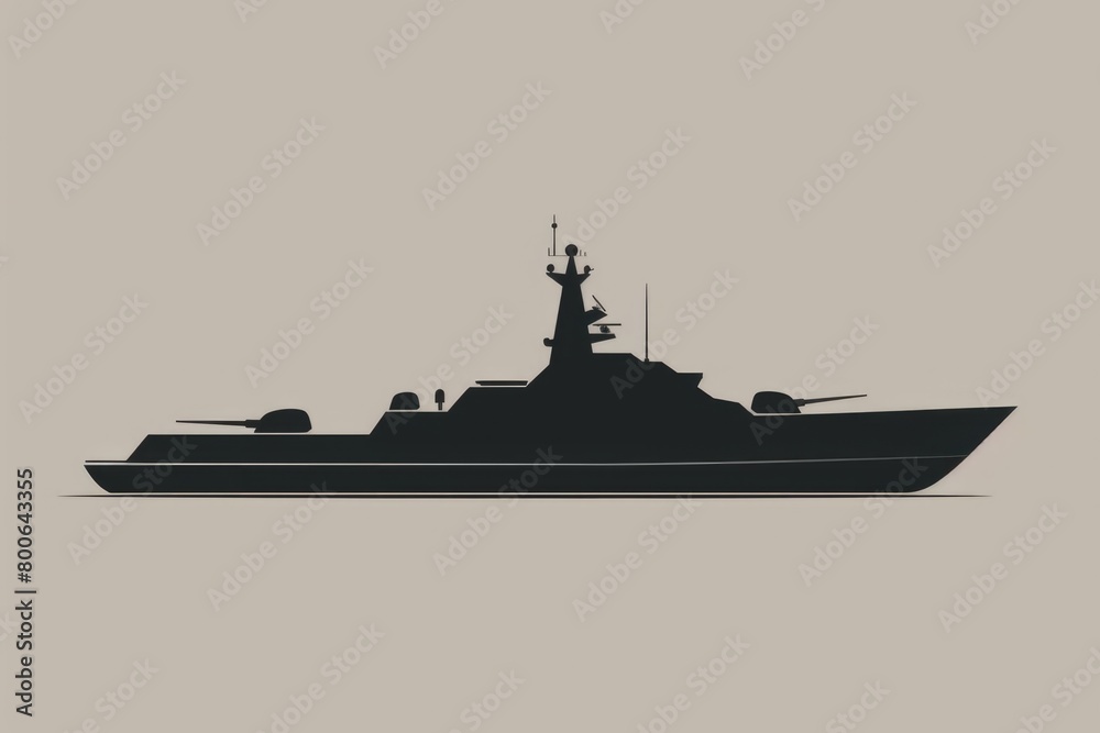 Poster a simple black and white silhouette of a boat, suitable for various design projects