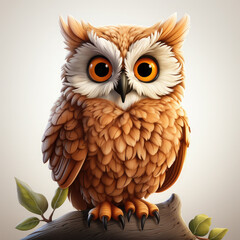 Fototapeta premium Watercolor Owl vector, clipart Illustration, Generative Ai