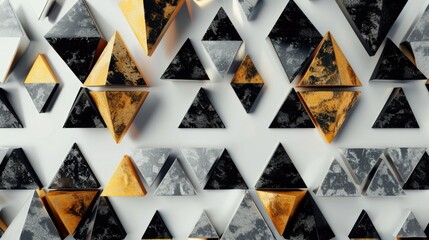 A bunch of triangles displayed on a wall. Suitable for graphic design projects