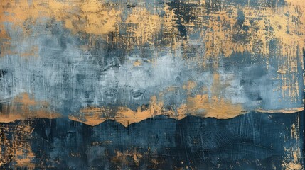 Obraz premium abstract wallpaper style painting, dark, contrasting backgrounds, moody landscape, ultra-fine detail made of blue, gold and brown 