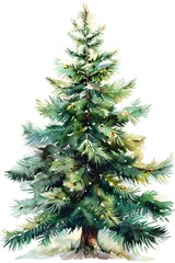 Fototapeta premium Festive watercolor painting of a Christmas tree. Perfect for holiday designs