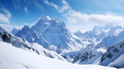 Panoramic view of Mont Blanc massif in Chamonix, France