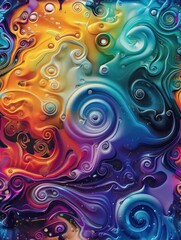 backdrop of colorful liquid swirls, translucent textures and seamless patterns
