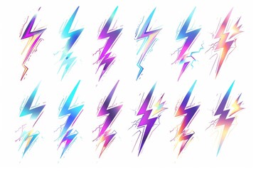 Lightning bolts on a white background, suitable for various design projects