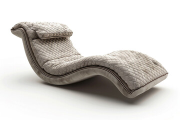 A chaise longue with a quilted texture and contrasting piping, adding visual interest to your living space, isolated on a solid white background. - Powered by Adobe