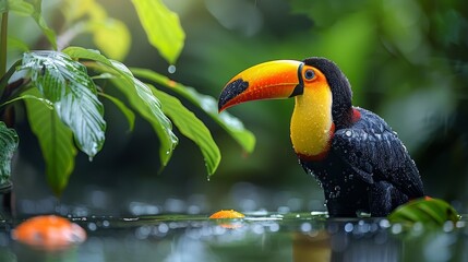 Fototapeta premium Black icon design with a toucan bird illustration