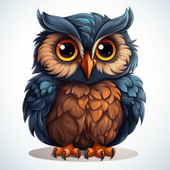 Fototapeta premium Watercolor Owl vector, clipart Illustration, Generative Ai