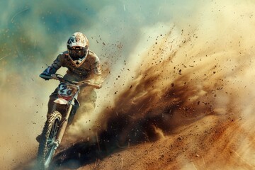 A person riding a dirt bike, perfect for extreme sports concept