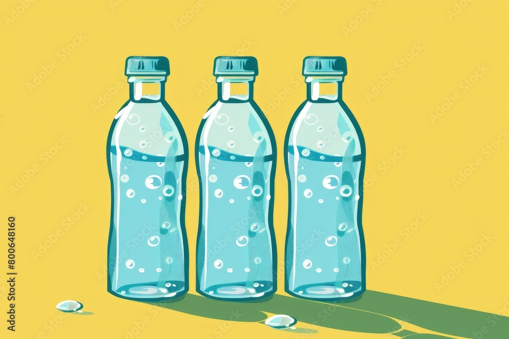 Poster two bottles of water on a table, suitable for hydration concepts