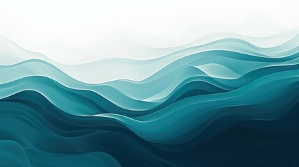 abstract wallpaper with gradient waves in dark blue, teal , cerulean and contrasting white
