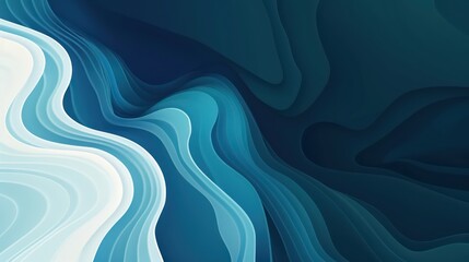 abstract wallpaper with gradient waves in dark blue, teal , cerulean and contrasting white
