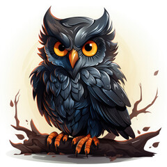 Fototapeta premium Watercolor Owl vector, clipart Illustration, Generative Ai