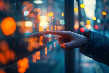 A hand is pointing at the stock trading board with sunlight