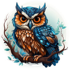 Fototapeta premium Watercolor Owl vector, clipart Illustration, Generative Ai