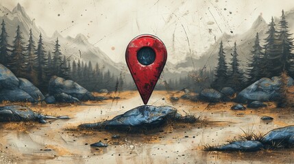 Black icon design with favorite location illustration