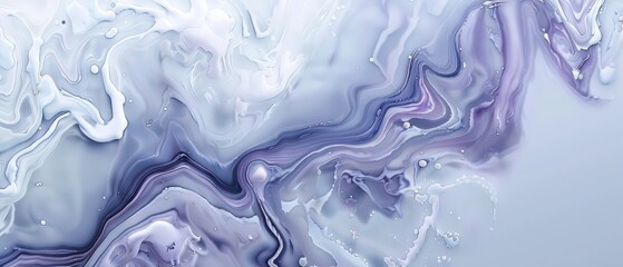 marble background with nice realistic liquid motion, organic and fluid colored in white and light blue and purple