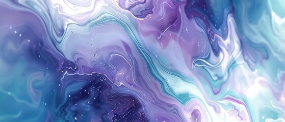 marble background with nice realistic liquid motion, organic and fluid colored in white and light blue and purple