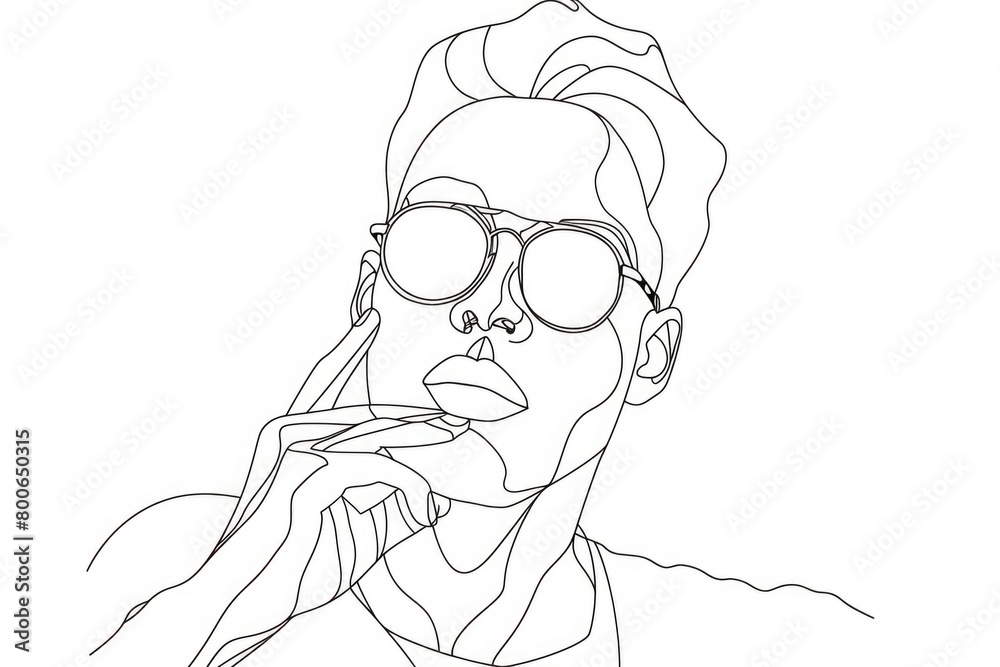 Poster simple line drawing of a man wearing glasses, suitable for various design projects