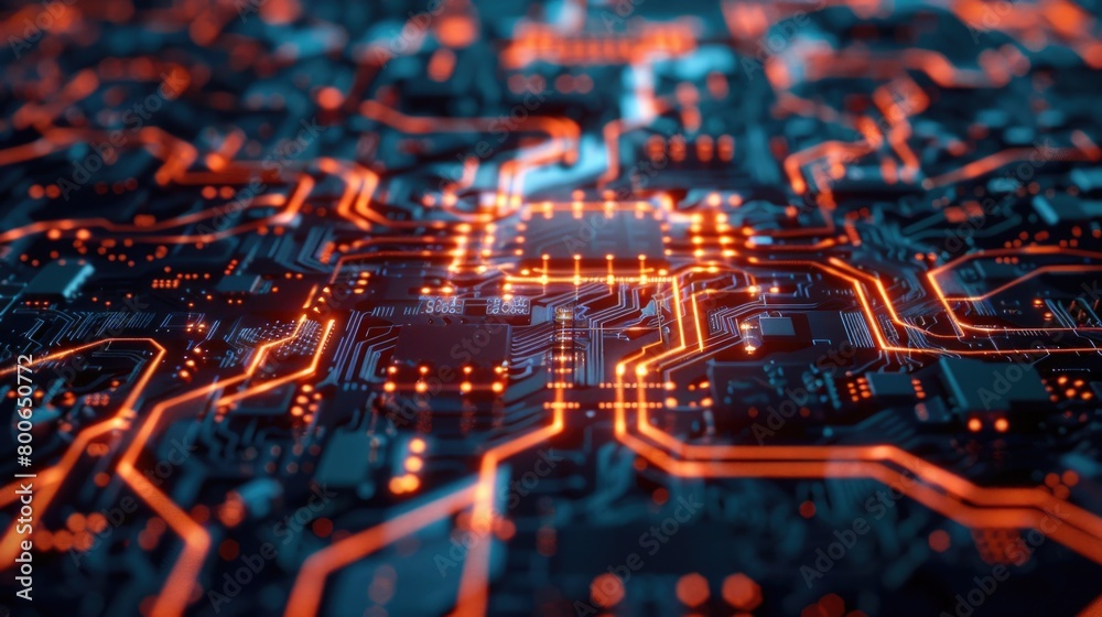 Poster detailed view of an electronic circuit board, suitable for technology concepts