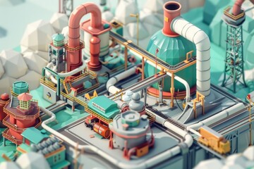 Computer generated image of a factory, suitable for industrial concepts