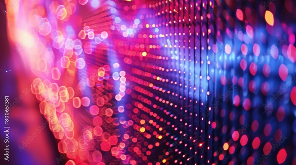 Poster Close up view of a wall of lights. Suitable for various design projects
