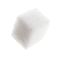 One refined sugar cube isolated on white