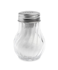 Natural salt in shaker on white background