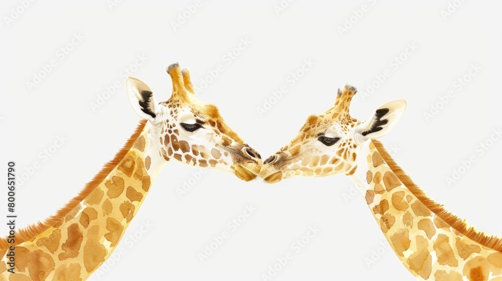 Poster a couple of giraffes standing next to each other. suitable for nature and wildlife concepts