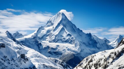 Fototapeta na wymiar panoramic view of the snow-capped mountains of the Caucasus
