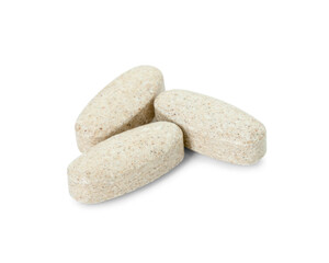 Vitamin pills isolated on white. Health supplement