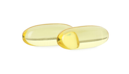 Vitamin capsules isolated on white. Health supplement