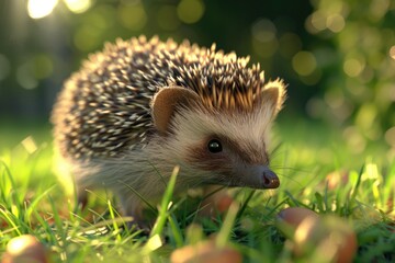 A hedge with apples growing in the grass. Suitable for nature and agriculture themes