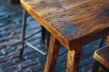 A detailed view of a wooden table and chairs. Ideal for interior design projects