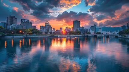 Hiroshima skyline, Japan, city of peace