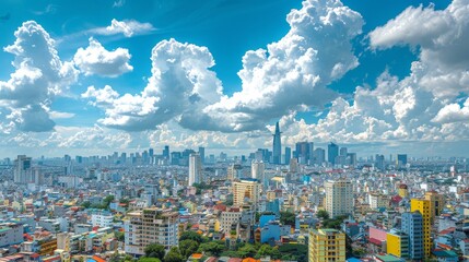 Ho Chi Minh City skyline, vibrant urban growth, Vietnam