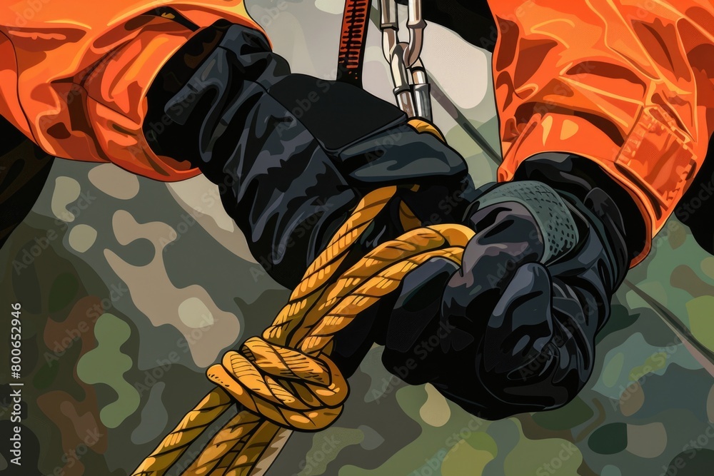Poster Close up of a person holding a rope, suitable for various concepts