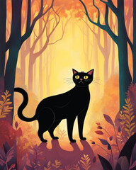 halloween background with cat