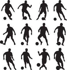 Soccer Players Silhouette Set
