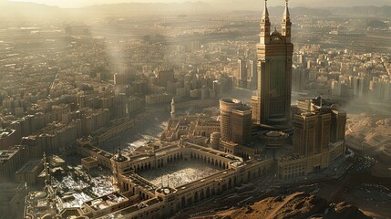 Mecca skyline, Saudi Arabia, holy city with modern development