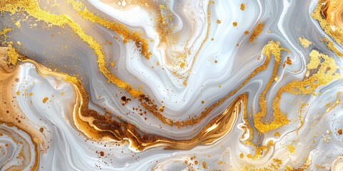 marbling background in white and gold, very light, fluid and liquid effect
