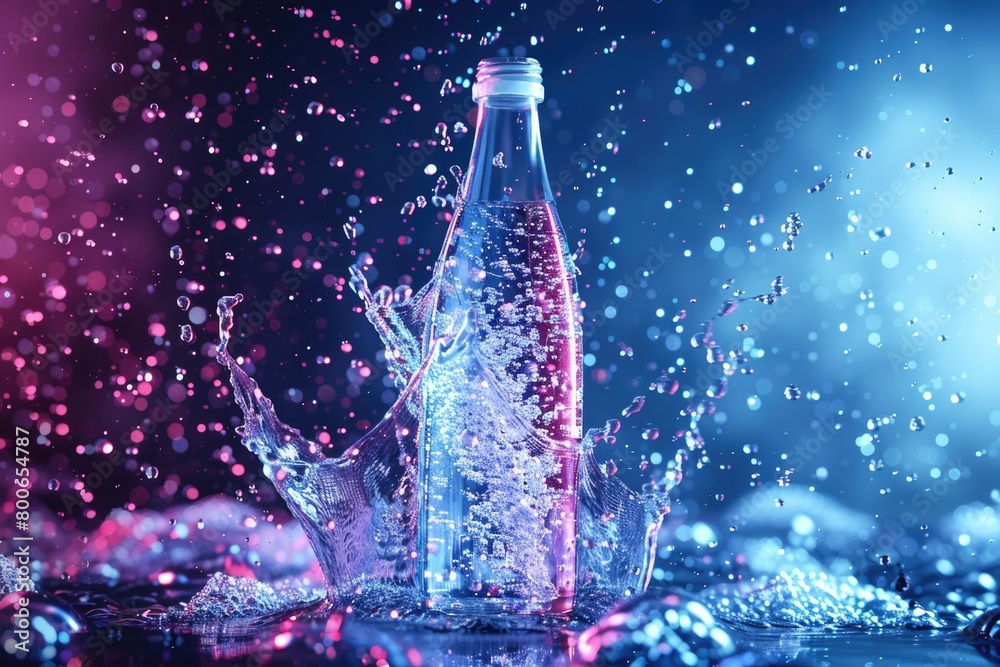 Aufkleber a water bottle with a splash of water. suitable for hydration and refreshment concepts