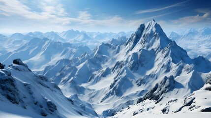 Fototapeta na wymiar Panoramic view of the snowy mountains of the Caucasus region, Russia