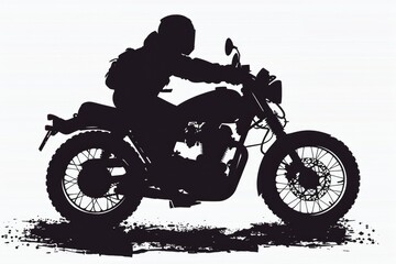A silhouette of a person riding a motorcycle. Ideal for transportation concepts