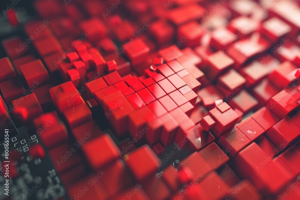 Poster Detailed view of a cluster of red cubes. Suitable for business or educational concepts