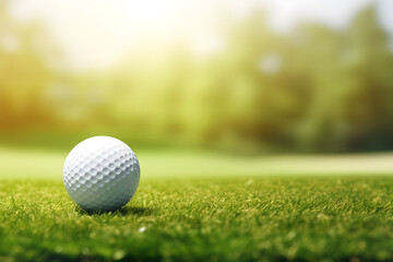 Obraz premium Golf ball on green field